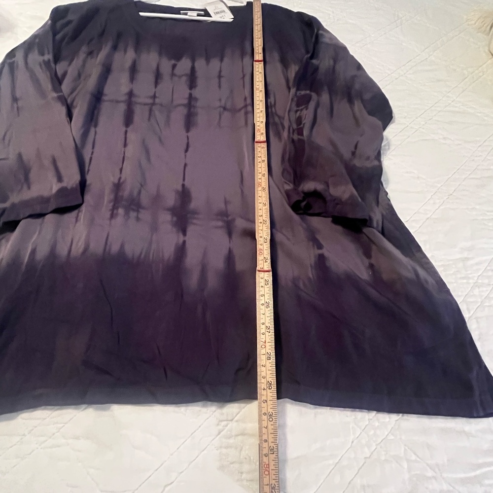 Pure Jill J Jill Top Elbow Sleeve Boatneck Tunic Blue Tie Dye Blouse L Tall NWT - Picture 10 of 12